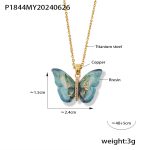 color: P1844-Gold Blue Necklace