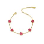color: Five-petal Flower Deep Pink Color Shell Bracelet
