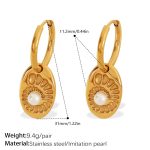color: EH756WEG White Bead Gold Earrings