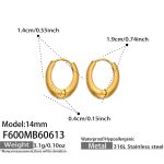 color: F600-Gold Earrings -Outer Diameter 14mm