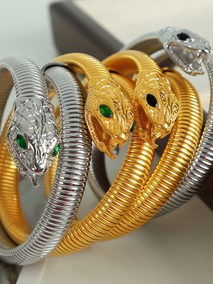 Fashionable Spirit Snake Dark Winding Stainless Steel Snake Bracelet Men's and Women's Rock Bracelet Exaggerated Personalized