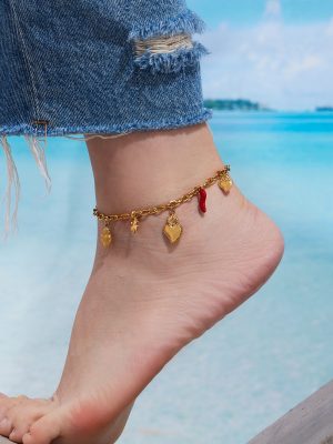 Stainless Steel DIY Multi-Element Pendant Inlaid Zirconium Anklet Combination Plated 18K Gold Jewelry