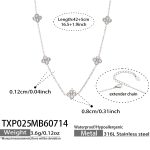 color: TXP025-White Zircon Steel Color Necklace -42+5cm