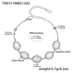 color: TXE511-White Glass Stone Steel Color Bracelet 17+5cm