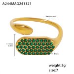 color: A244-Gold Emerald Zircon Ring / size: US 7