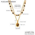 color: P1831-Gold Double Layer Necklace (Detachable to Wear)