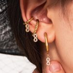 Exquisite 5A Zircon Stainless Steel Ear Clip Plated 18K Real Gold Heart Earrings Earrings