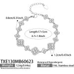 color: TXE130-White Zircon Steel Color Bracelet -17+5cm