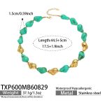color: TXP600-Green Color Resin Gold Necklace -44.5+5cm