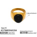 color: A579-Gold Black Glass Ring / size: US 7