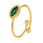 color: Marquise Zircon Ring Green Rhinestone / size: Open Adjustable