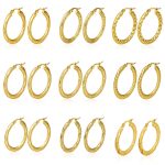 round Stainless Steel Earrings Women's Embossed All-Match Earrings 18K Earrings