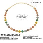 color: TXP609-Multicolor Zircon Gold Necklace -32+12cm