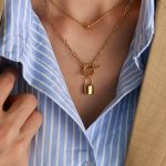 Personality Trendy OT Buckle Dual-Wear Lock Head Steel Ball Pendant Clavicle Chain Double Layer Twin Necklace Stainless Steel Ornament