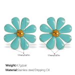 color: EH760BEG Blue Enamel Stud Earrings