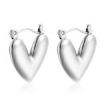 color: Polished Heart Earrings Steel Color MS-317