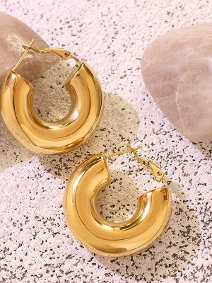 Ornament U-Shaped Geometric Earrings for Women New Non-Fading Elegant Stainless Steel Gold-Plated Stud Earring
