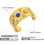 color: Z408-Colorful Cat's Eye Stone Gold Brushed Bangle