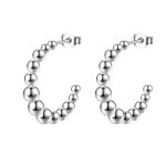 color: C Shape Welded Bead Earrings Steel Color MS-035