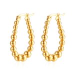 color: Gold Oval Earrings Welded Bead Earrings MS-344D