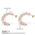 color: EH1104PYG Pink Yellow Natural Stone Earrings