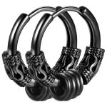 color: 12MM Dragon Pattern with Ring Ear Cuff Black 1 PC