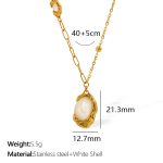color: XL365WEG White Shell Gold Necklace