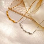 Irregular Stainless Steel Necklace Women's 18K Plated Premium Pendant