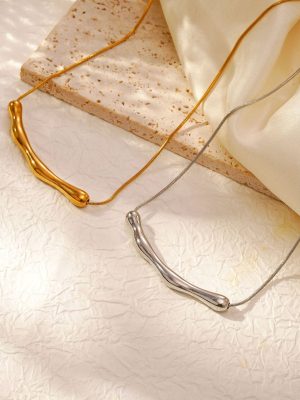 Irregular Stainless Steel Necklace Women's 18K Plated Premium Pendant