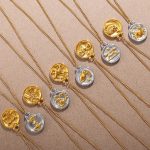 All-Match Creative Personalized 18K Gold Plated round Brand Twelve Constellation Pattern Pendant Stainless Steel Necklace for Women