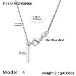 color: P1178-4 Steel Color Necklace 49cm