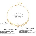 color: TXP553-Gold White Glass Stone Necklace 41.5+5cm