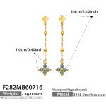 color: F282-Lake Blue Color Zircon Gold Earrings