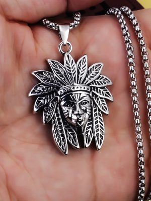 Retro Stainless Steel Men's Pendant Personality Indian Brother Anren Avatar Necklace the Wildling Horde Domineering Ornament