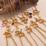 Stainless Steel Multi-Element Pendant DIY Necklace Heart-Shaped Pendant 18K Gold Plating Drop Oil