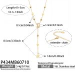 color: P434-Kitten Set with Zircon Gold Y Letter Necklace -41+5cm