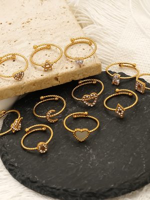 Light Luxury High-End Zircon Ring Women's All-Match Love Moon Open Ring