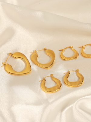 New All-Match Personalized Design Stainless Steel Gold-Plated Irregular Geometric U-Shaped Earrings Jewelry Women
