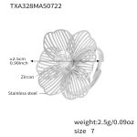 color: TXA328-Steel Color Flower Zircon Ring -Size 7