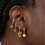 Stainless Steel Inlaid Zircon Full Diamond Earrings Multi-Element Eardrops Plated 18K Gold Color Protection Delicate Earrings Combination