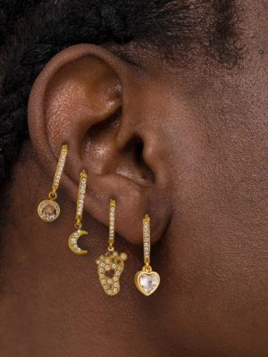 Stainless Steel Inlaid Zircon Full Diamond Earrings Multi-Element Eardrops Plated 18K Gold Color Protection Delicate Earrings Combination