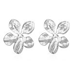 color: Five-petal Flower Stud Earrings Steel Color MS-427