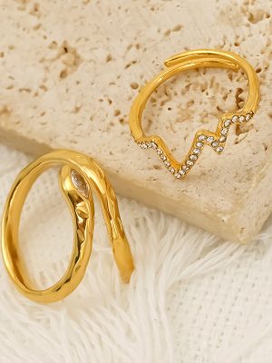 Personality Affordable Luxury Senior Ring Female Stainless Steel Three-Dimensional Open Snake Cord for Braiding Ring