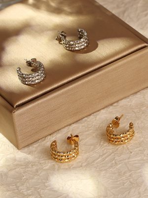 Stainless Steel Starry Multi-Layer Earrings Women's 18K Gold Plating Earrings Commuter