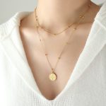 color: P058-Gold Double Layer Necklace