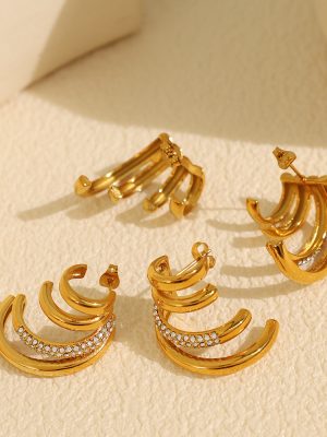 High-Grade Irregular Metal Earrings Diamond-Studded Design Temperament Unique Earrings Retro Cold