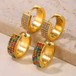 Autumn and Winter New Starry Donut Stainless Steel Zircon Earrings PVD Electroplated 18K Real Gold Graceful Earrings