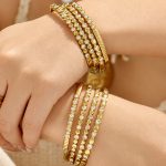 New Stainless Steel Plated 18K Gold Love Water Drop Zircon Bracelet Women's Bracelet Ornament Combination