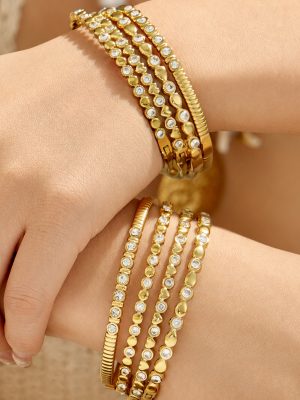 New Stainless Steel Plated 18K Gold Love Water Drop Zircon Bracelet Women's Bracelet Ornament Combination