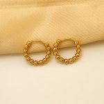 Retro Round Beads Ear Clip Women's Temperamental, Simple and Personalized Golden Balls Circle Earrings All-Match Earrings